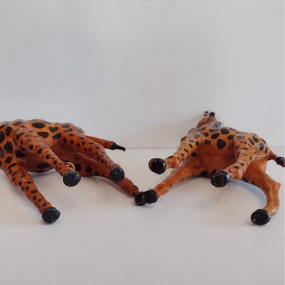 Vtg Set Of Hand Crafted Leather Wrapped Giraffe Figurines Statues 16" Glass Eye - Picture 5 of 13